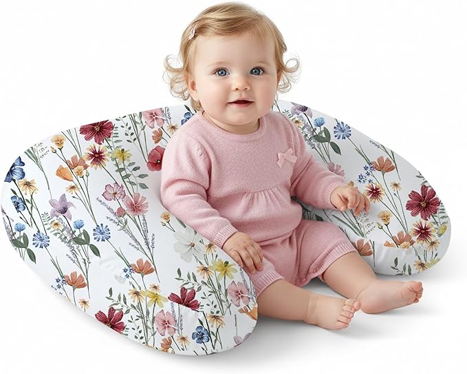 Little Grape Land Nursing Pillow,Upgraded Breast Feeding Pillow for Mom,Breastfeeding & Bottle Feeding for 0??6 Months, Soft Machine Washable Cover with Firm Filling,Spring Flower