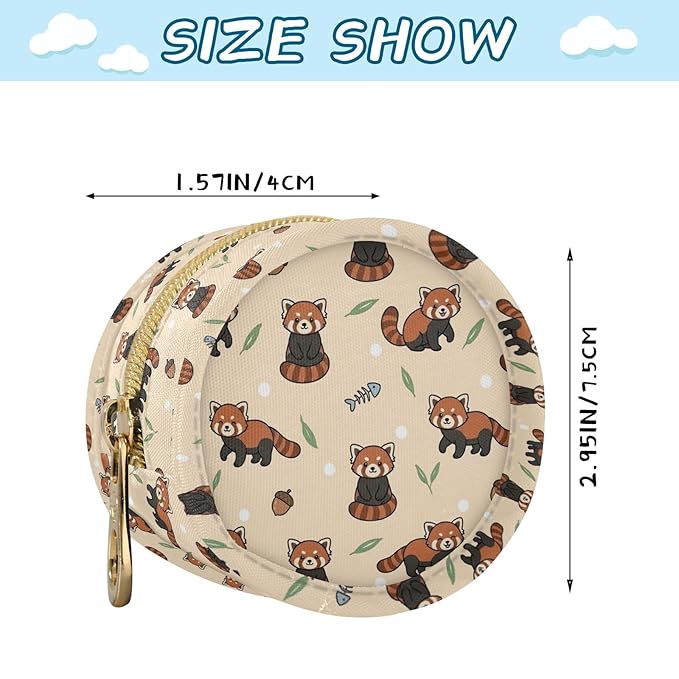 Cute Red Pandas Beige Print Pacifier Holder Case for Diaper Bag Portable Travel Pacifier Storage Case with Clip Pacifier Storage Container for Outdoor Purse Baby Girls Boys