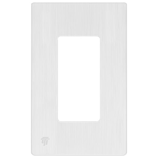 ENERLITES Brushed Screwless Decorator Wall Plate Child Safe Outlet Cover, Gloss Finish, Size 1-Gang 4.68" H x 2.93" L, Unbreakable Polycarbonate Thermoplastic, SI8831-BW, Brushed White
