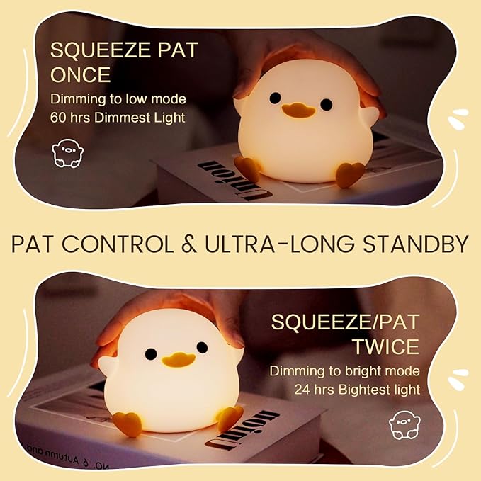 YR YRHH-PET Cute Duck Night Light, Cute Lamp Dodo Duck, Bean Shape, Kids Squishy Ducky Stuff, Silicone Dimmable Baby Nursery Touch Nightlight, Boy Girls College White Elephant Gifts, Mothers Day Gifts