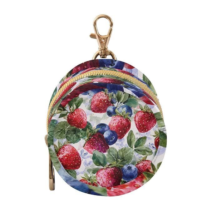 Pacifier Holder with Clip Pacifier Case for Diaper Bag Round Baby Pacifier Pouch Box Bag Portable Strawberry Blueberry