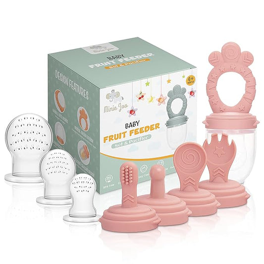 Baby Fruit Feeder Set ??BPA-Free Silicone Fresh Food Feeder with 3 Replacement Teats, Teething Feeder for Fruits & Purees, Safe Self-Feeding for Babies 4+ Months