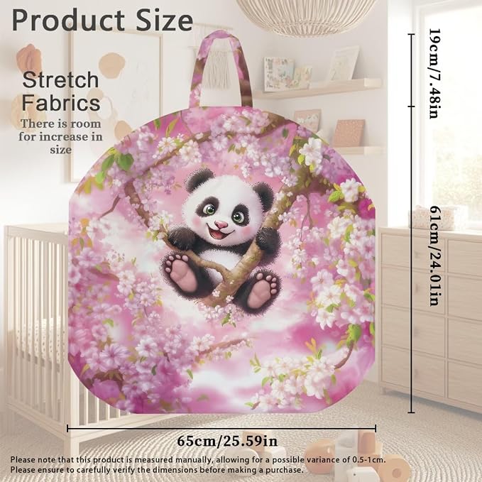 Cherry Blossom Panda Nursing Pillow Cover Breastfeeding Pillow Slipcover for Baby Boys & Girls Nursing Pillow Case for Newborn Soft Fabric Fits Snug On Infant Pillow Not Included