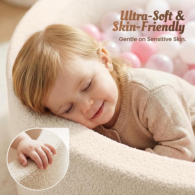 Baby Foam Ball Pit Teddy-Velvet: Ultra-Soft Ball Pit for Toddlers for Indoor Outdoor - Kids Play Toys for Playpen - Ideal Gifts for 1-3 Year Girls Boys（Excluding Balls）