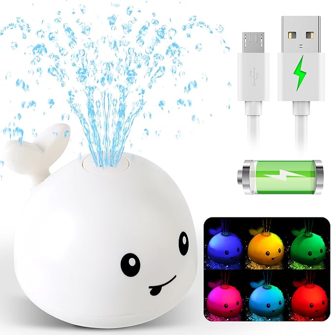 Baby Bath Toys for Kids Ages 1-3, Pool Water Toys for Baby 1 2 3 Year Boy Girl, Whale Bath Toy Sprinkler Light up Bath Toys for Babies 6-12 Months, Toddlers Bathtub Toys Baby Birthday Gifts