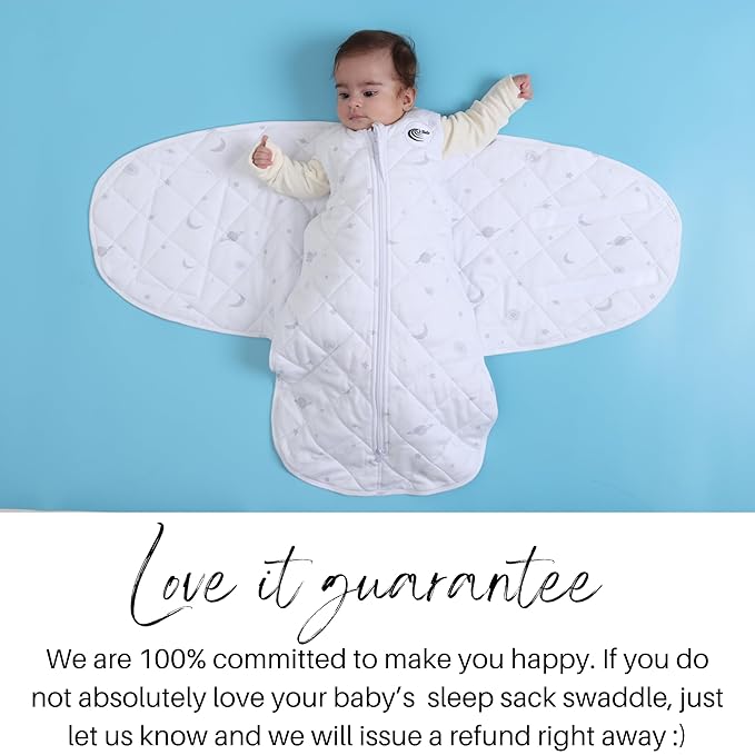 Baby Sleep Sack Swaddle 2.0 TOG 0-6 Months, 3-Way Adjustable Wearable Blanket for Newborn, Infant Swaddling Wrap, Unisex for Girls & Boys (White)