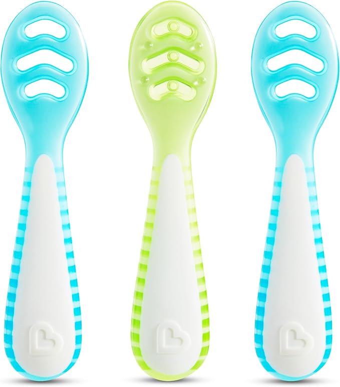 Munchkin® Gentle Dip??Baby Spoons for Self Feeding and Baby Led Weaning, 3 Pack, Blue/Green