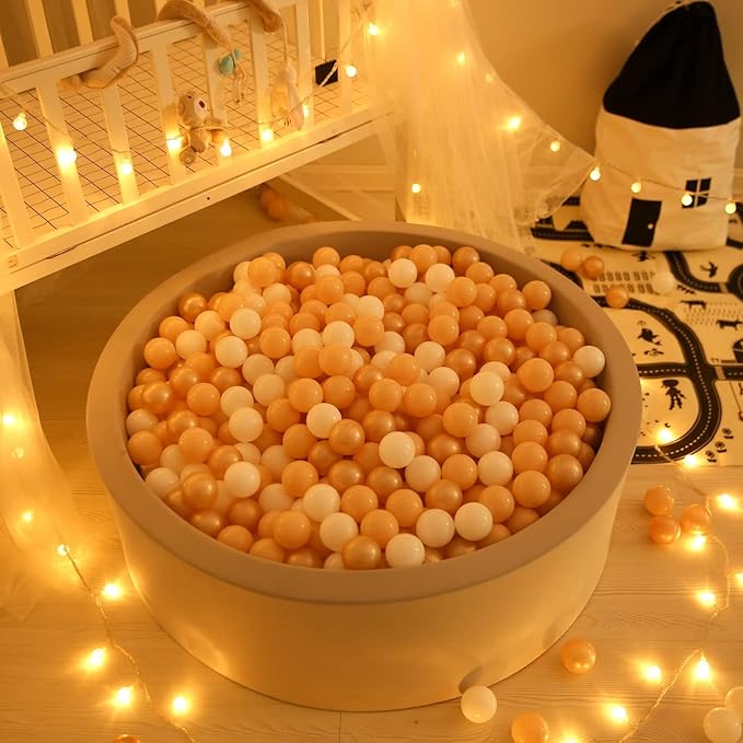 GOGOSO Ball Pit Balls for Toddlers, Brown Plastics Balls for Ball Pool Birhtday Party Girls Kids with Storage Bag, 2.17inchesï¼?00pcs