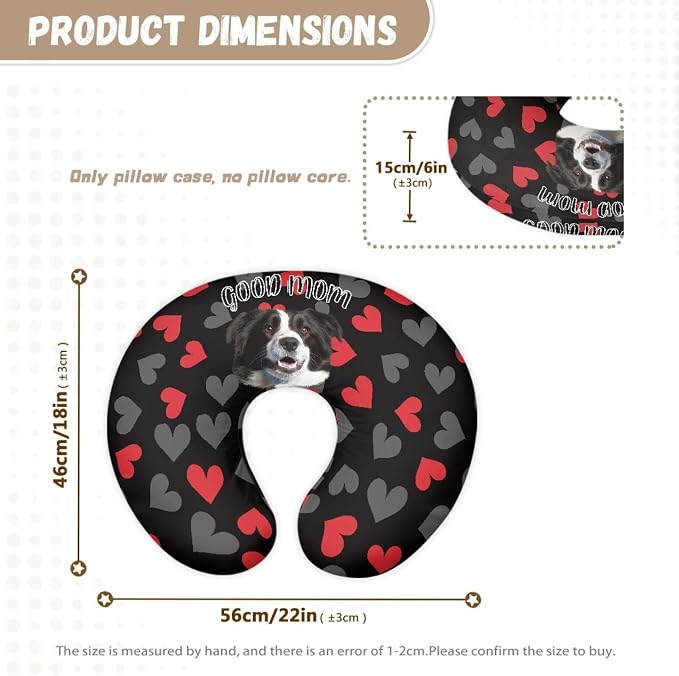 Cute Nursing Pillow Cover for Breastfeeding Pillow,Dog Love Pattern Soft Feeding Pillow Slipcover Fits Standard Infant Nursing Pillow or Positioner for Boys and Girls Light Black (Cove Only)