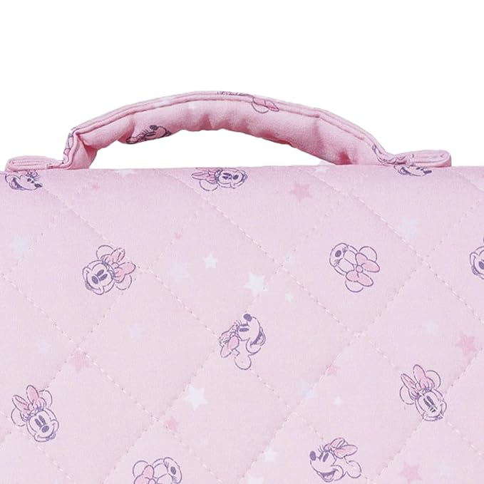 Disney Minnie Mouse Portable Baby Changing Pad Quilted Poplin Waterproof Wipeable Diaper Changing Mat for Travel and Nursery