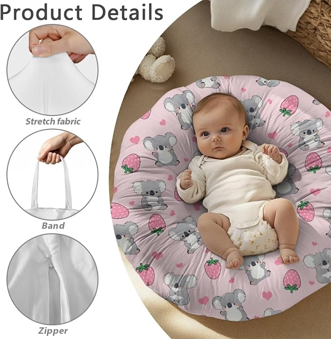 Strawberry Koala Boy Girl Gender Neutral Nursing Pillow Cover Baby Breastfeeding Slipcover Infant Newborn Nursery Bottle Pillowcase Feeding Cushion Cover (Pillow NOT Included)