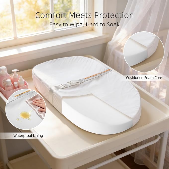 Muslin Baby Changing Pad, Diaper Changing Pad with Waterproof Lining Foam, 2 Pack Soft & Cotton Cover, 32x16 Changing Pad Topper, Changing Table Pads for Dressers
