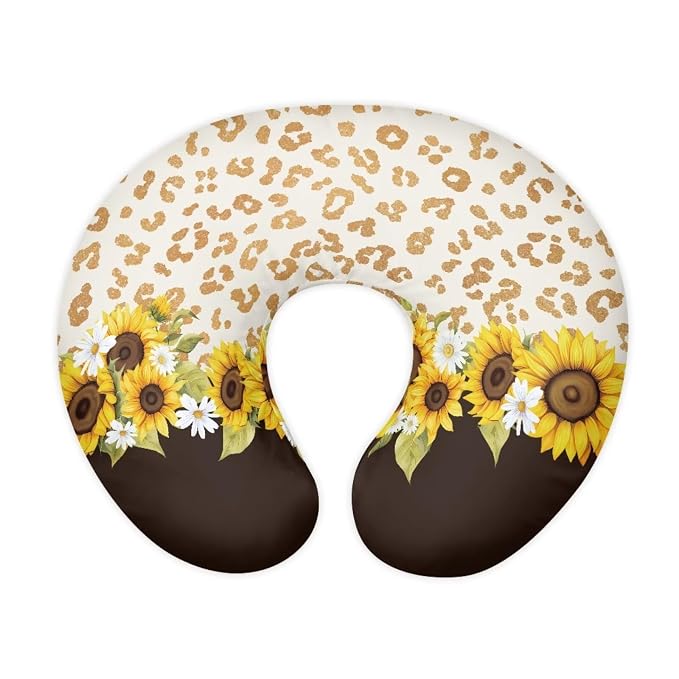 Leopard Sunflower Nursing Pillow Cover, Premium Quality Soft Breast Feeding Pillow Covers Great for Breastfeeding Moms