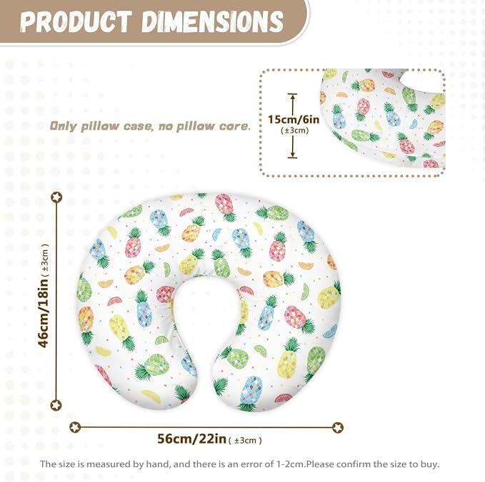 Nursing Pillow Cover, Breastfeeding Pillow Slipcover Fits Nursing Pillow for Baby Boy Girl，for Breastfeeding and Bottle Feeding,Colorful Bineapple