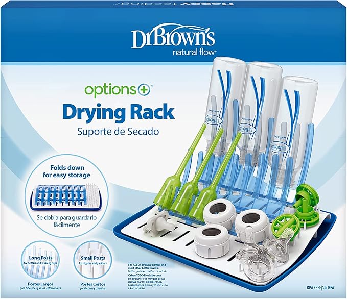 Dr. Brown's Universal Baby Bottle and Accessory Drying Rack with Dishwasher Basket and Dishwasher Bag, for Standard Parts