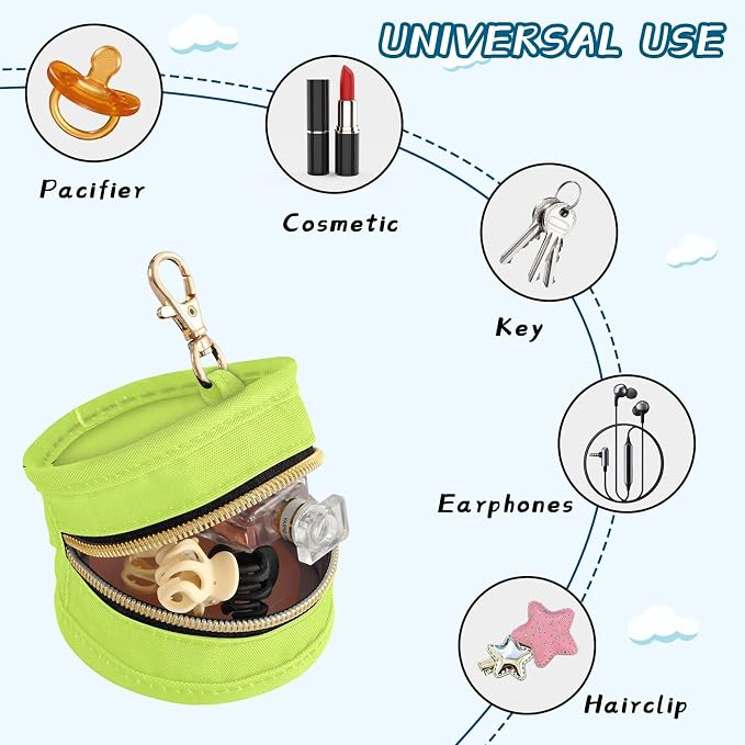 Neon Yellow Pacifier Holder Case Newborn Pacifier Storage Pouch for Boys Girls Easy Attach to Diaper Bag Portable Baby Essentials Container
