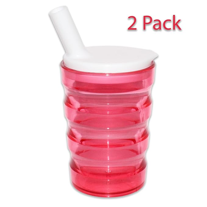 Rehabilitation Advantage 8oz Long Spout Feeding Cup, Red, Set of 2