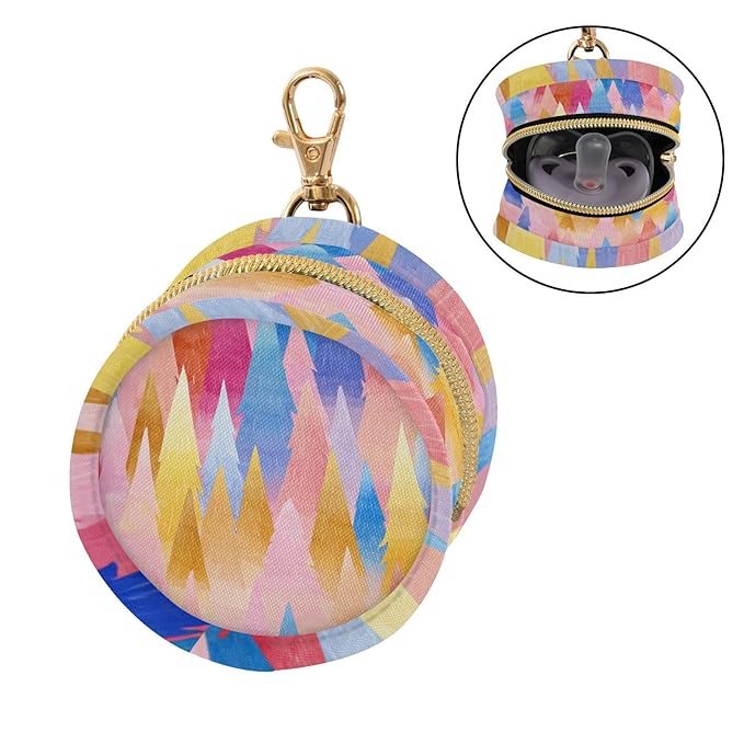 Pacifier Holder with Clip Pacifier Case for Diaper Bag Round Baby Pacifier Pouch Box Bag Portable Colorful Christmas Trees