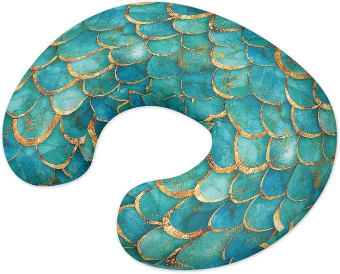 Green Marble Scales Nursing Pillow and Positioner Detachable Newborn Original Breastfeeding Slipcover Case Lightweight Head Support Protector Cushion Easy to Use