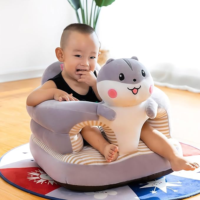 Baby Support Seat, Cute Baby Sofa Chair for Sitting Up, Comfy Plush Infant Seats (Hamster,W17.5 x H17.5)