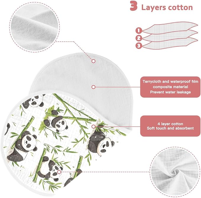 vvfelixl Baby Burp Cloths Pandas Bamboo Baby Newborn Cotton Burping Cloths Set Babys Washcloths 4 Pack