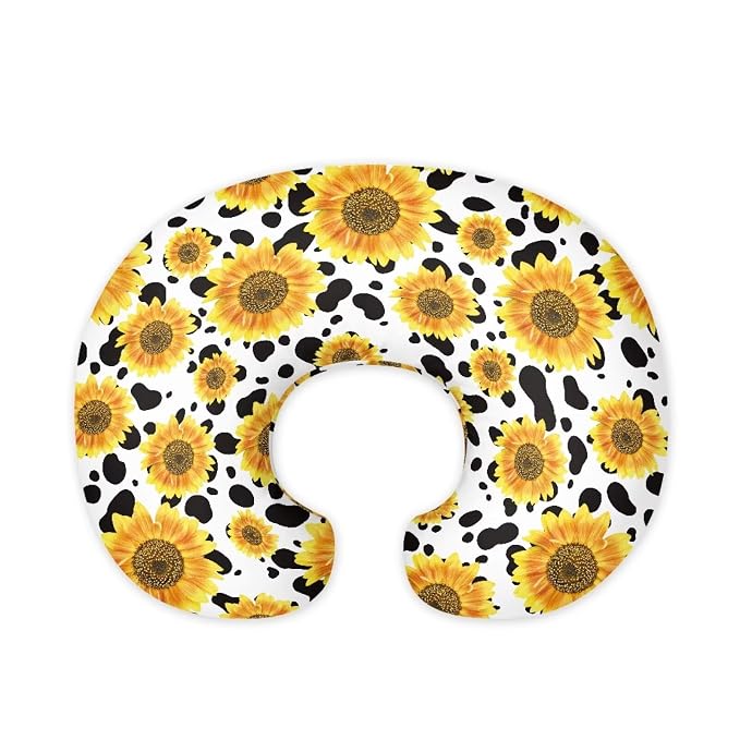 Nursing Pillow Cover Cow Sunflower Breast Feeding Pillows for Babies Boys & Girls Soft Breathable Nursing Pillow Case U Shaped Nursing Pillow Slipcovers for Breastfeeding Mom