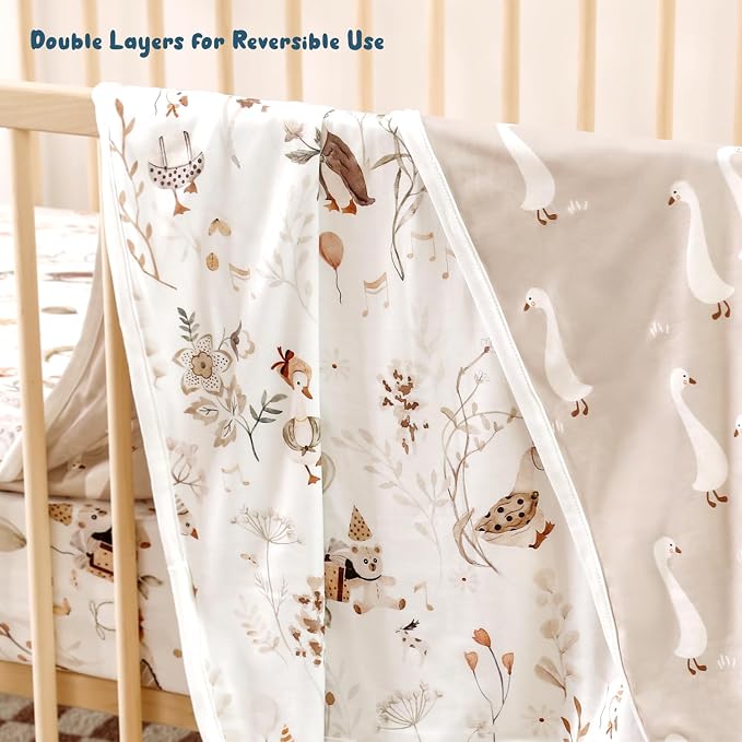 GRSSDER Baby Blankets Super Soft Jersey Knit Reversible Swaddle Blanket for Baby Girls and Boys, Stretchy Breathable Receiving Blankets 34 x 44 Extra Large, Cute Duck