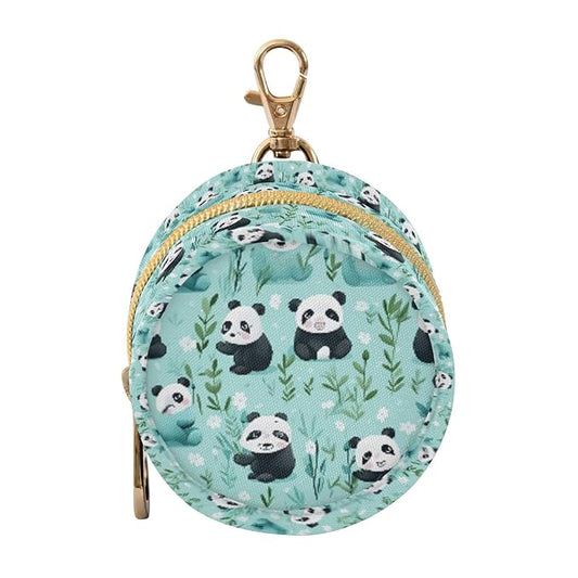 ATTX Blue Panda Bears Pacifier Holder Case with Clip - Leakproof & Portable Storage for 2 Pacifiers (2.95" Diameter), Attaches to Diaper Bag, Stroller or Purse