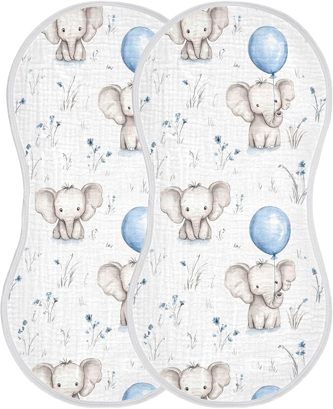 vvfelixl Watercolor Painting Elephant Burp Cloths for Baby Boy Girls Baby Washcloths Burp Rags 1 Pack