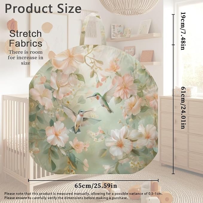 Hummingbird Flower Nursing Pillow Cover Floral Neutral Breastfeeding Pillow Cover Fits 26in*24in Nursing Pillow for Baby Boy Girl,Neutral Baby Nursing Pillow Cover Pillow Not Included