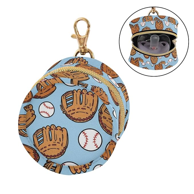 Baseball Glove Blue Print Pacifier Holder Case with Clip Portable Pacifier Storage Case for Boys Girls Baby Pacifier Pouch for Diaper Bag, Strollers & Travel
