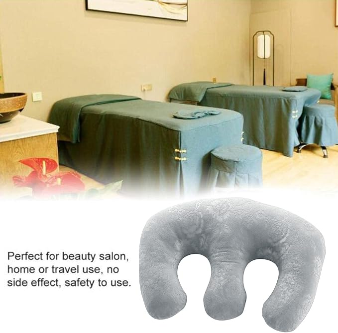 Chest Pillow Breast Support Velvet Cotton Massage Cushion Detachable Pad Comfortable Bolster Suitable for Salon Home Travel Breastfeeding Sleep, Grey, 16.9x11 inch