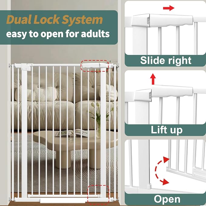 AiWMGL 40.55" Tall, 61.61-69.48 Inch Wide, 1.37" Ultra Narrow Spacing Dog Pet Baby Gate Indoor for Doorway Hallway, Pressure Mounted 62 63 64 65 66 67 68 69 Inches Wide