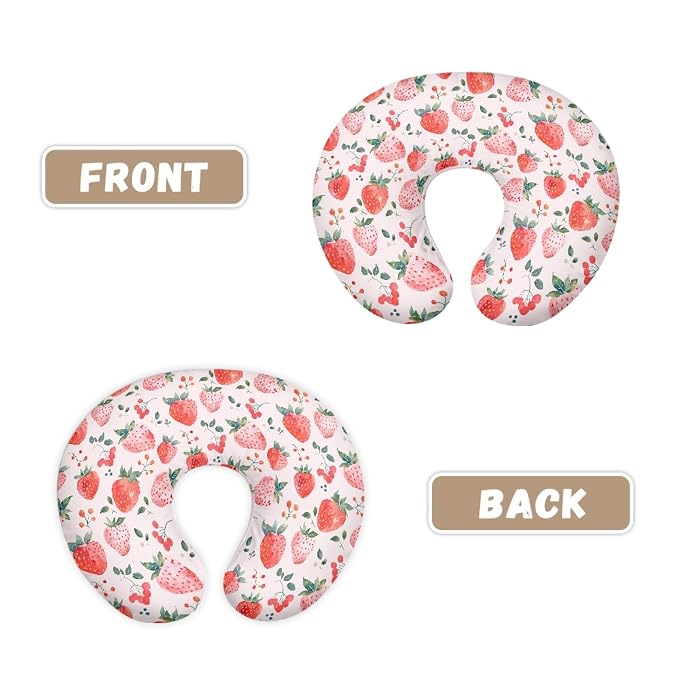 Forchrinse Pink Strawberry Nursing Pillow Cover for Girls Princess Nursing Pillow Slipcover for Breastfeeding Moms,Easy to Care, Medium
