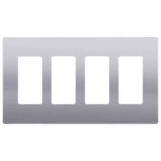 ENERLITES Elite Series Screwless Decorator Wall Plate Child Safe Outlet Cover, Gloss Finish, Size 4-Gang 4.68" H x 8.30" L, Unbreakable Polycarbonate Thermoplastic, SI8834-SV, Silver