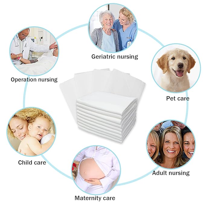 Baby Disposable Changing Pad, 100 Pack Soft Non-Woven Fabric Breathable Waterproof Underpads, Portable Leak-Proof Mattress Protector, Incontinence Bed Pads