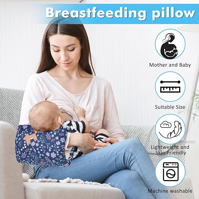 Baby Feeding Arm Pillow,Soft Cotton Bottle Nursing Arm Pillows for Newborn,Breastfeeding Pillows for More Support for Mom and Baby,Portable and Washable,Ergonomic Nursing Essentials(Blue Forest)