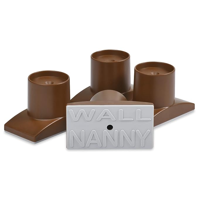 Wall Nanny Extender - 4 Inch Baby Gate Extension (Made in USA) Extends Pressure Mounted Gates + Protects Walls + Stabilizes - Child, Pet & Dog Gates - Works on Stairs - 4 Pack Wall Protector - Brown