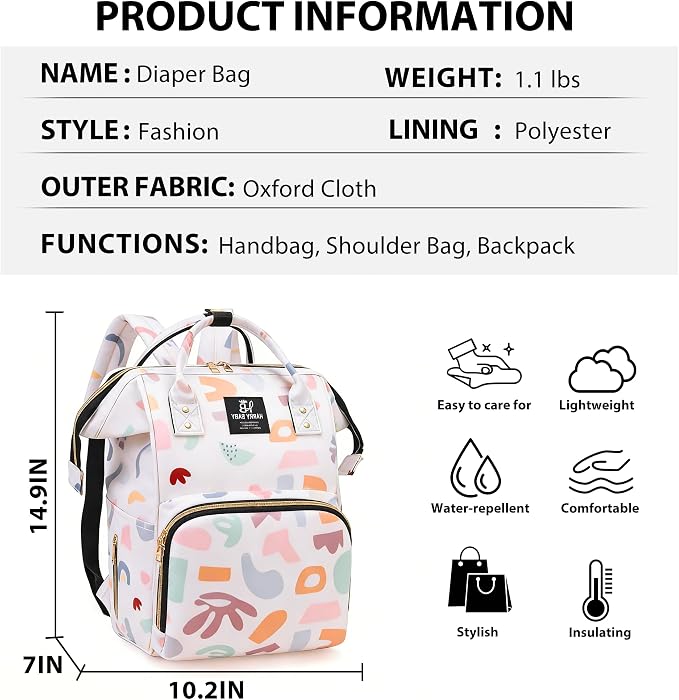 Diaper Bag Backpack for Moms Baby Essentials Travel Tote Nappy Changing Bag with Insulated Pockets,Multi-Waterproof Backpack (Orange)