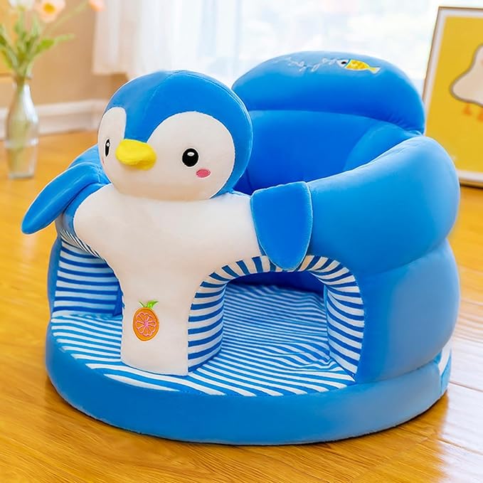 Baby Sit Up Chair with Cartoon Animals Plush Sofa - Toddler Learn to Sit Up - Washable Cover for Back & Head Support - Sitting Infant Seat