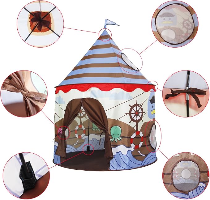 Play Tent for Kids Castle for Children Boys and Girls Viking Pattern Pop up Tent As