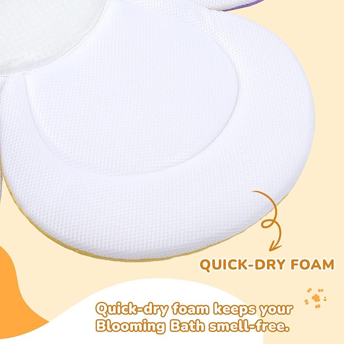 YooxArmor Flower Baby Bath Pad for Infant Bathtub Sink Flower Mat Tub Little Lotus - Petal Soft Supports Lounger Newborn Bathing Insert Seat Baby Essentials, Bees