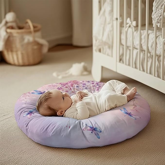 Dragonfly Flower Pillow Cover Breastfeeding Pillow Slipcover for Baby Boys & Girls Nursing Pillow Case for Newborn Soft Fabric Fits Snug On Infant Washable & Breathable