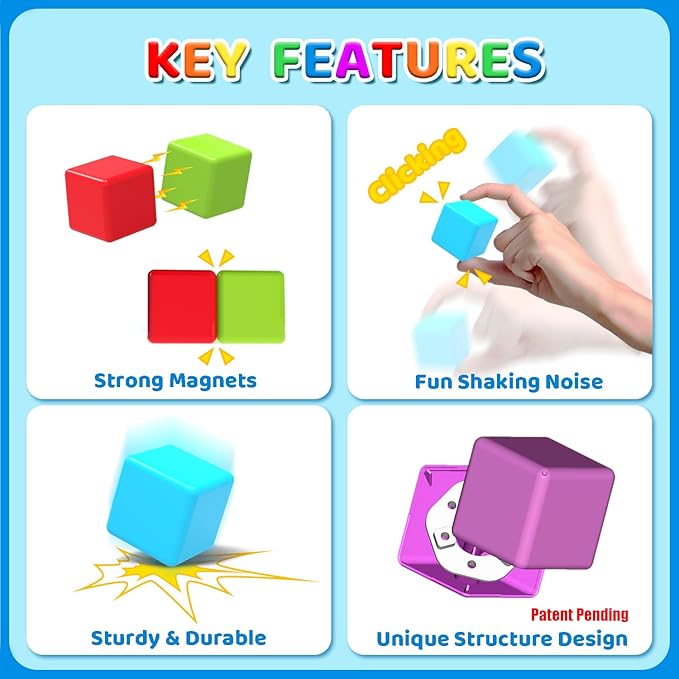 Magnetic Building Blocks & Magnetic Puzzle Toys for Toddlers, Large Building Blocks Cubes 1.65 Inches, Sensory & Montessori Toys for Boys & Girls 1 2 3 Years Old(28pcs)