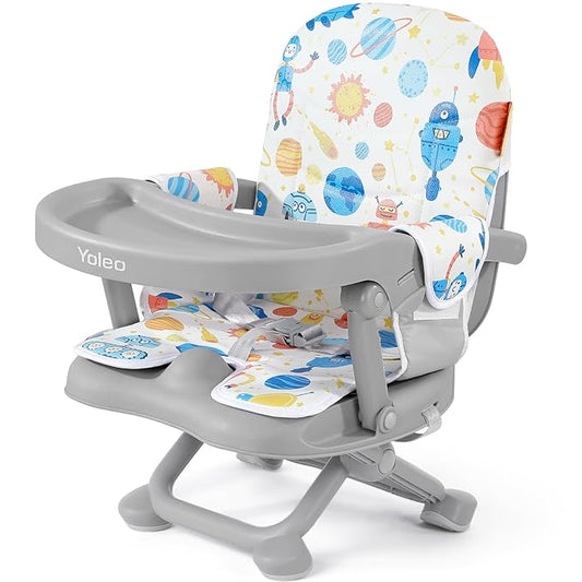 YOLEO Baby High Chair Booster Seat for Dining Table, Foldable High Chairs with Adjustable Heights, Travel Booster Seat with Removable Tray