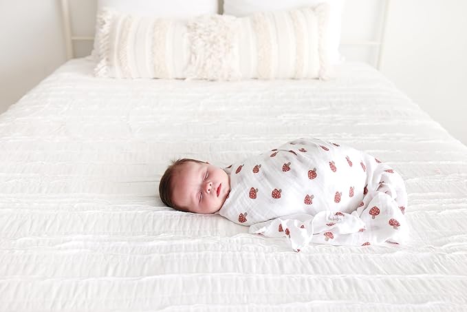 Lulujo Baby Swaddle Blankets | Unisex Softest Breathable Cotton Muslin Swaddle Blanket Set | Neutral Receiving Blanket for Girls & Boys | 40in x 40in | Mushroom & Sand | 2-Count