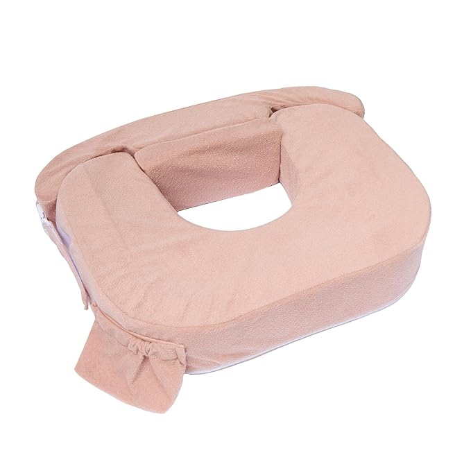 My Brest Friend Twin Nursing Pillow - Enhanced Comfort with Slipcover - Ergonomic Breastfeeding Pillow for Ultimate Support - Adjustable Nursing Pillow with Handy Side Pocket, Soft Rose