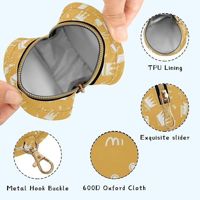 Crowns Yellow Print Pacifier Holder Case for Diaper Bag Portable Travel Pacifier Storage Case with Clip Pacifier Storage Container for Outdoor Purse Baby Girls Boys