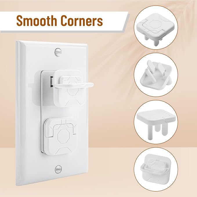 Bates- Electrical Outlet Covers Baby Proofing, 40 Pack, White, 3 Prongs & Hidden U Ring Design, Outlet Plug Covers Baby Proofing