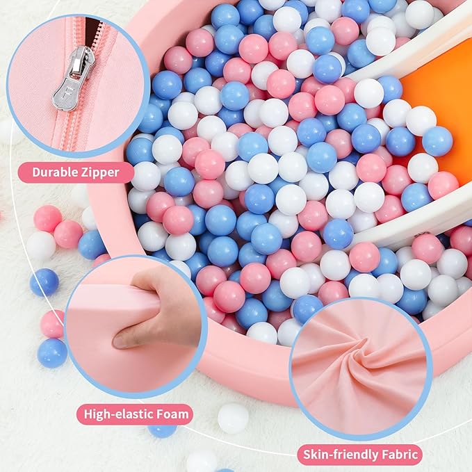 Wilwolfer Foam Ball Pit for Toddlers with 100 Balls, Large Baby Ball Pit for Babies with Soft Memory Sponge, Indoor Outdoor Baby Playpen, Kids Play Ball Pool